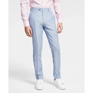 Bar III Mens Slim fit Linen Dress Pants 36Wx30L Light‎ Blue Chambray E071076